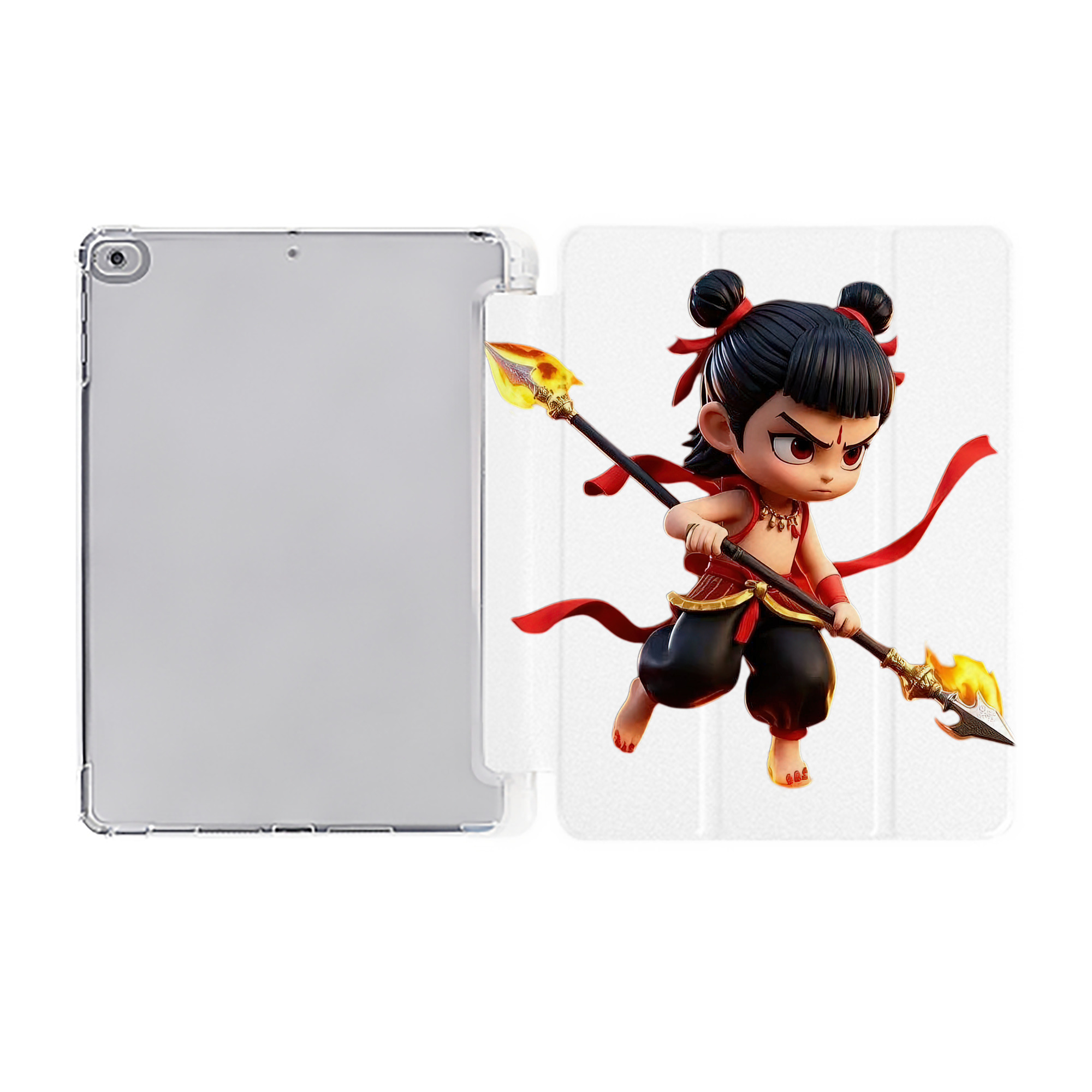 （画像用） Ne Zha 2 ナタ 魔童の大暴れ IPad ケース ペン収納付き 三つ折りスタンド PUレザー×シリコン 対応機種9.5/10.5/10.9インチ